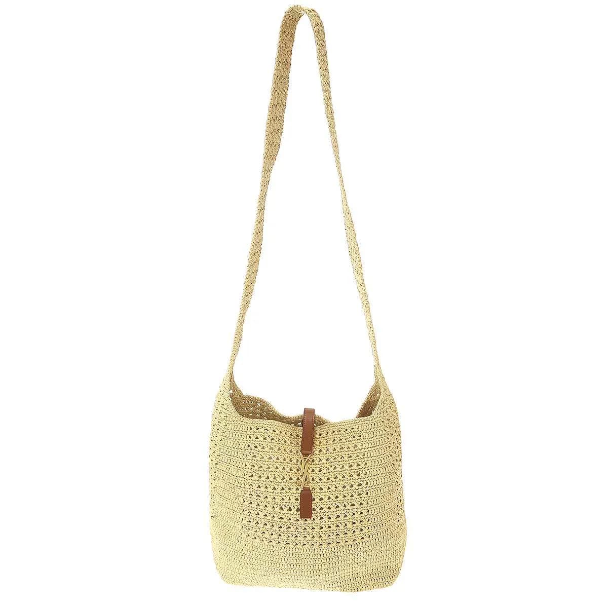 SAINT LAURENT サンローラン パリ Hobo Raffia Crochet Bag ラフィアショルダーバッグ YSL690941