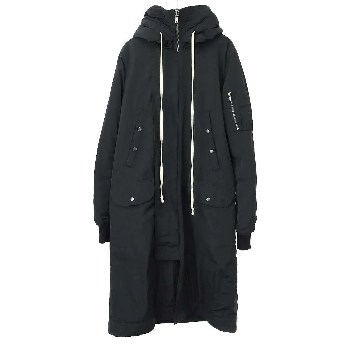 Rick Owens ダークシャドウバイリックオウエンス 15AW GIACCA HOODED BOMBER LONG フーデッドロングボンバー コート DU15F5964-MUGQ