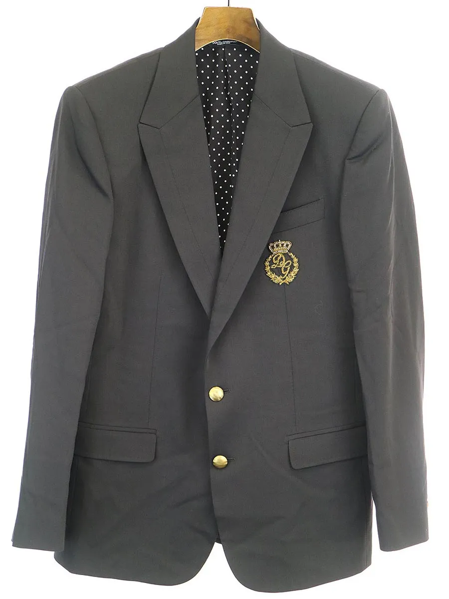 DOLCE&GABBANA ドルチェ&ガッバーナ 裏地ドットワッペン装飾2Bテーラードジャケット