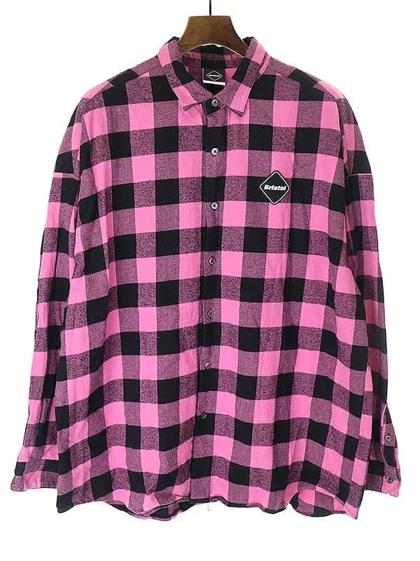 F.C.Real Bristol エフシーレアルブリストル 22AW BIG LOGO FLANNEL BAGGY SHIRT ビッグロゴフランネルラグビーシャツ