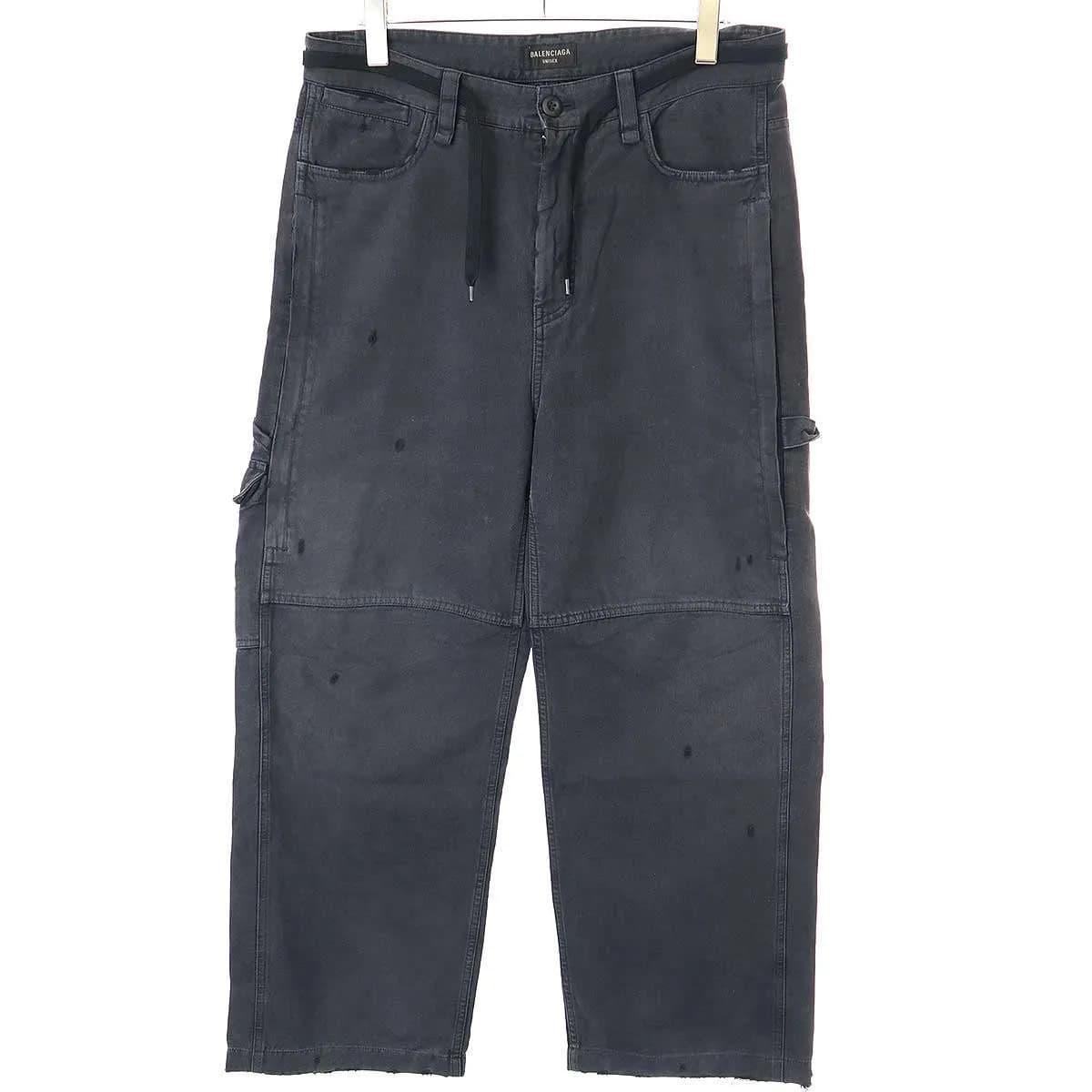 BALENCIAGA バレンシアガ CROPPED SKATER PANTS ダメージ加工クロップドスケーターパンツ