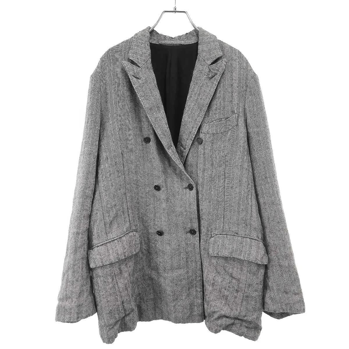 MAATEE&SONS マーティーアンドサンズ 24AW DOUBLE WASHED GATHER JACKET LINEALPACA ヘリンボーンダブルテーラードジャケット MT4303-0003A