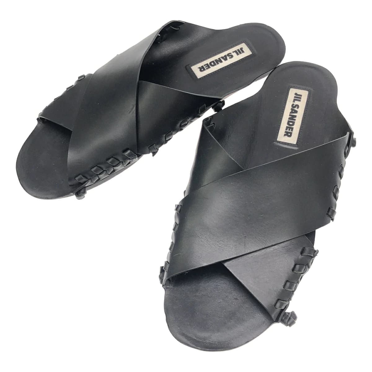 JIL SANDER ジルサンダー レザープラットフォームベルクロサンダル