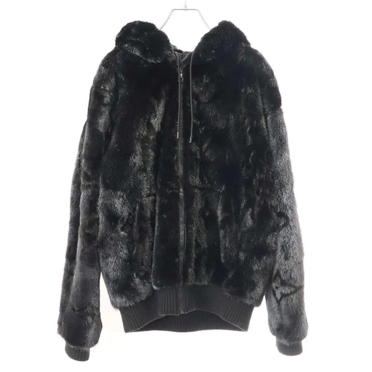 LOUIS VUITTON ルイヴィトン Monogram Mineral Mink Fur Zipped Hoodie モノグラムミネラルミンクファー パーカー ジャケット