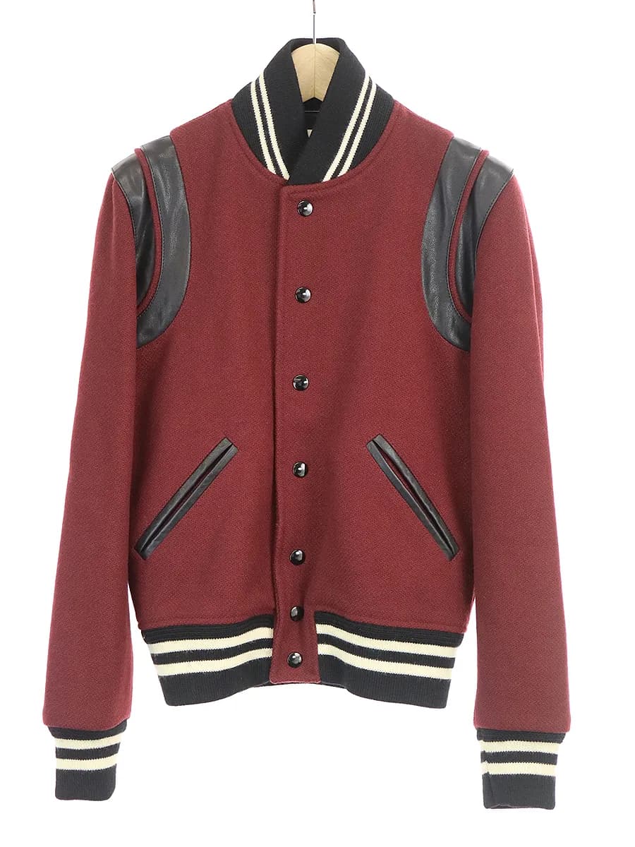 SAINT LAURENT サンローラン パリ レザートリミングテディジャケット