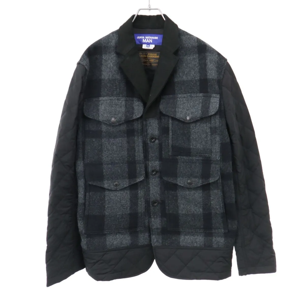 JUNYA WATANABE ジュンヤワタナベマン フィルソンガーメント 25AW マッキーノウール エステルタフタキルティングレザー ジャケット WP-J003