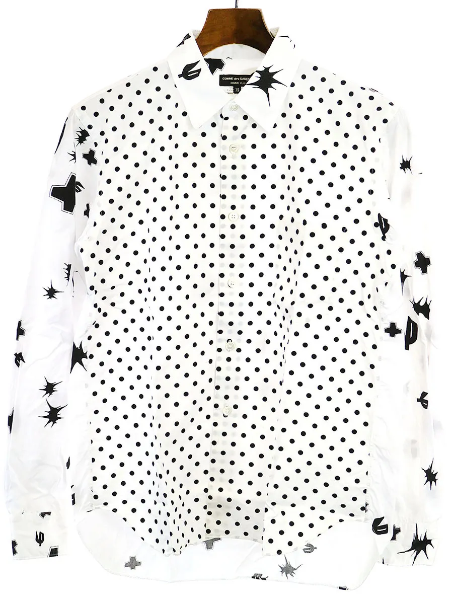 COMME des GARCONS コムデギャルソン オム プリュス 15SS 鈴木ヒラク柄切替ドット長袖シャツ