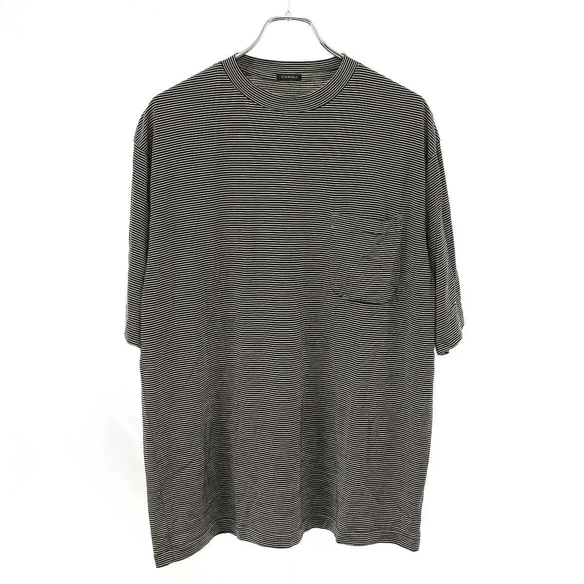 COMOLI コモリ 24SS ボーダーサマーウール半袖Tシャツ Z01-05023