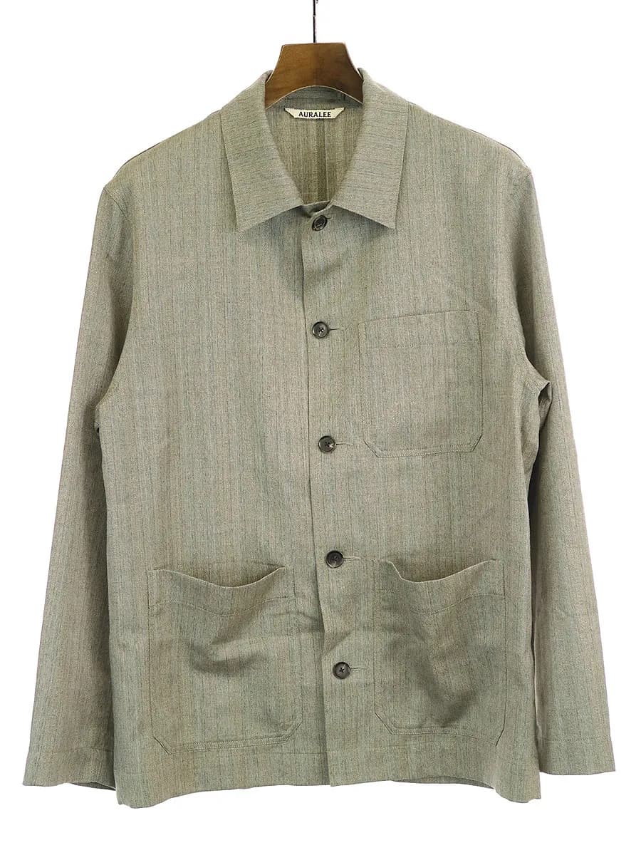 AURALEE オーラリー 18SS WOOL SILK HERRINGBONE COVERALL シャツジャケット