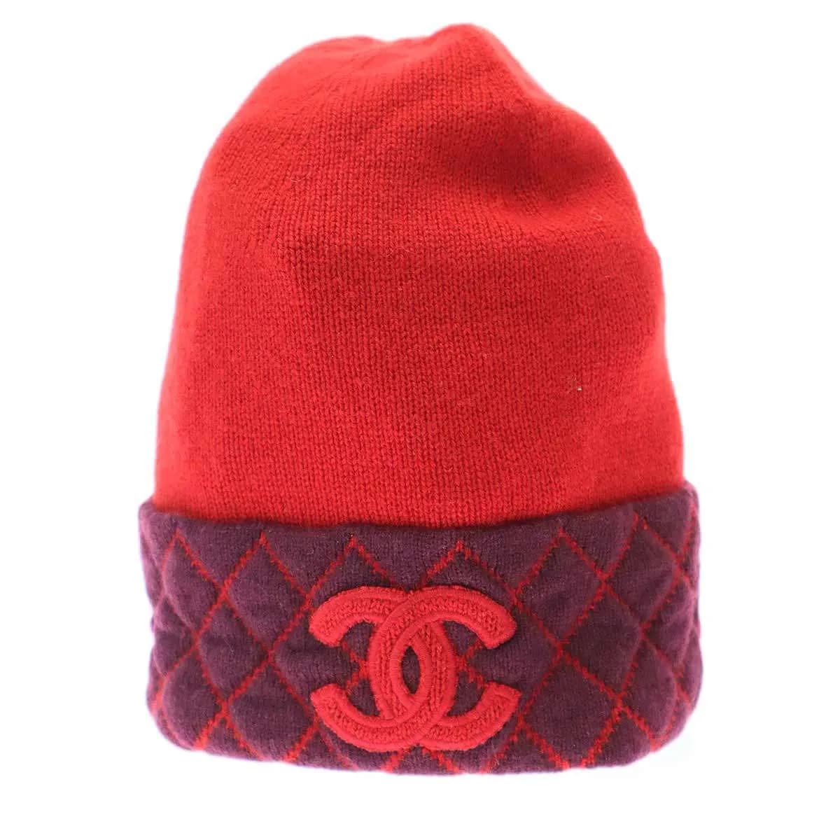 CHANEL シャネル ココマーク バイカラーカシミヤビーニーニットキャップ