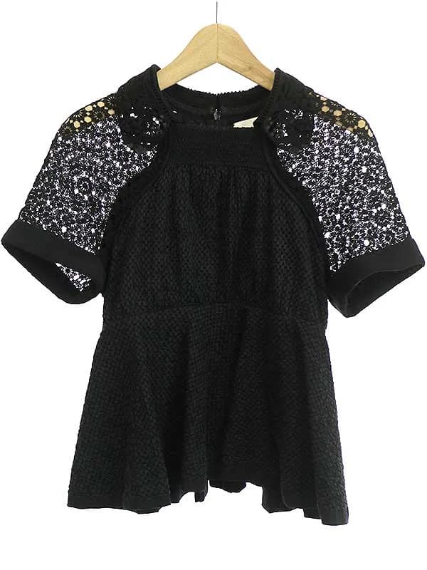Mame Kurogouchi マメ 13SS 襟付きぺプラムレーストップス