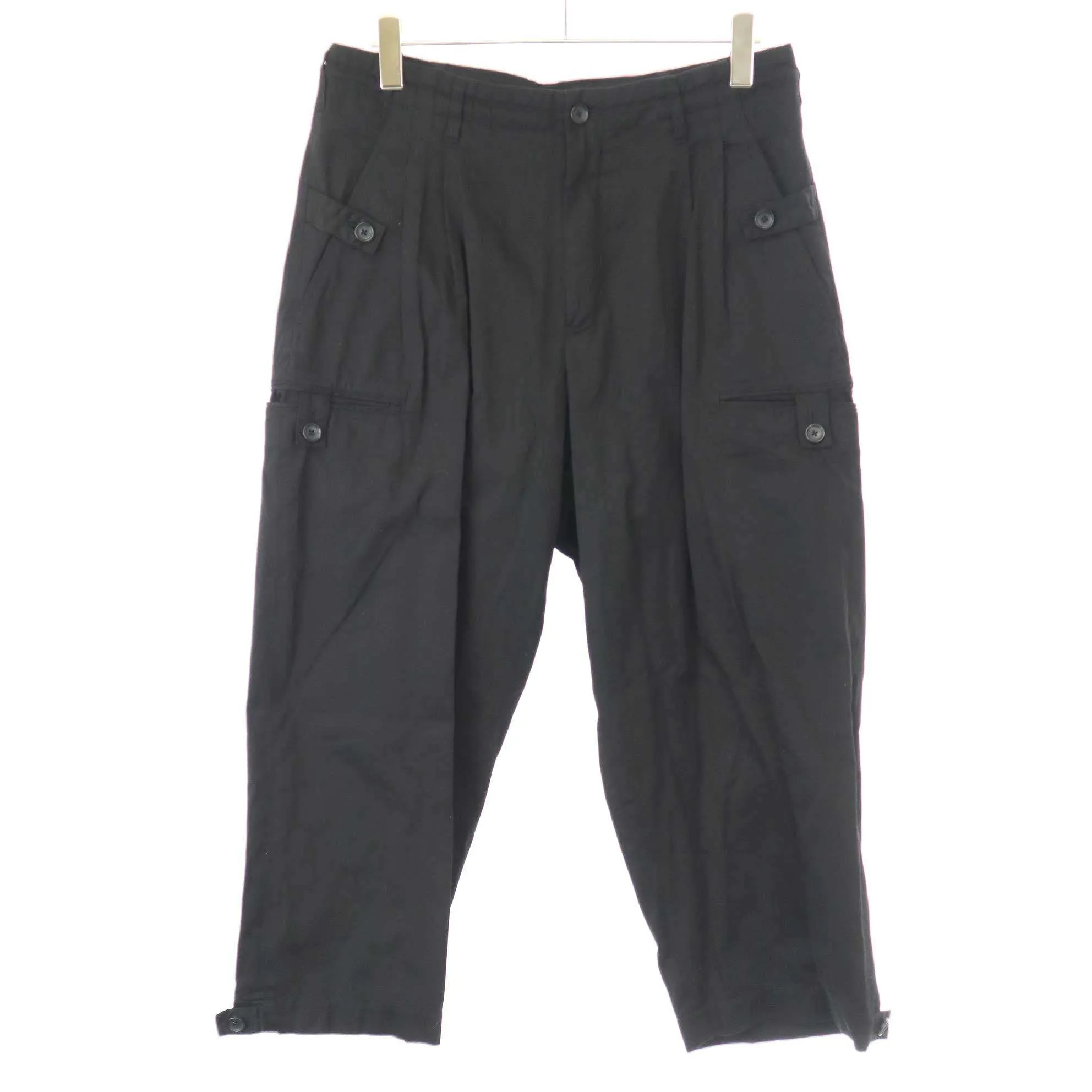 Yohji Yamamoto ヨウジヤマモト プールオム 22SS DYEING COTTON TWILL TUCK BALL EDGE PANTS 製品染めコットンギャバジンカーゴパンツ HG-P38-037