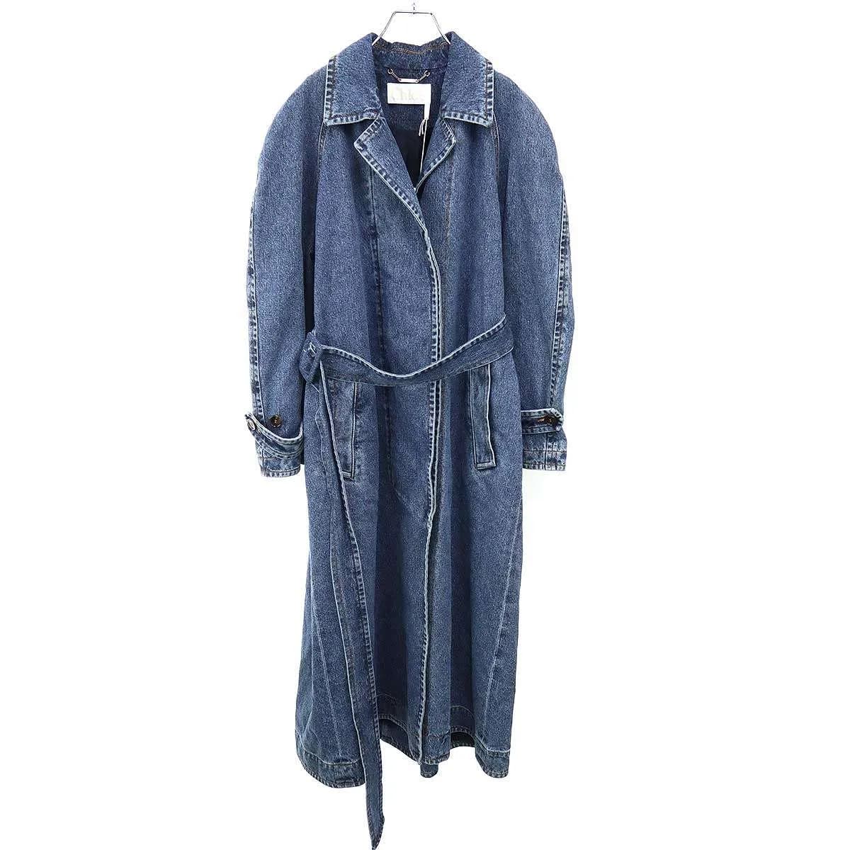 Chloe クロエ 23SS ベルテッドロングデニムコート