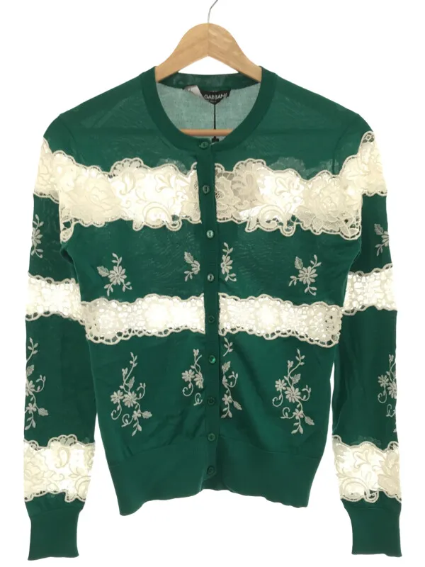 DOLCE&GABBANA ドルチェ&ガッバーナ 19SS レースコンビシルクコットンニットカーディガン