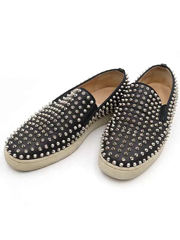 Christian Louboutin クリスチャンルブタン スパイクスタッズレザースリッポンスニーカー