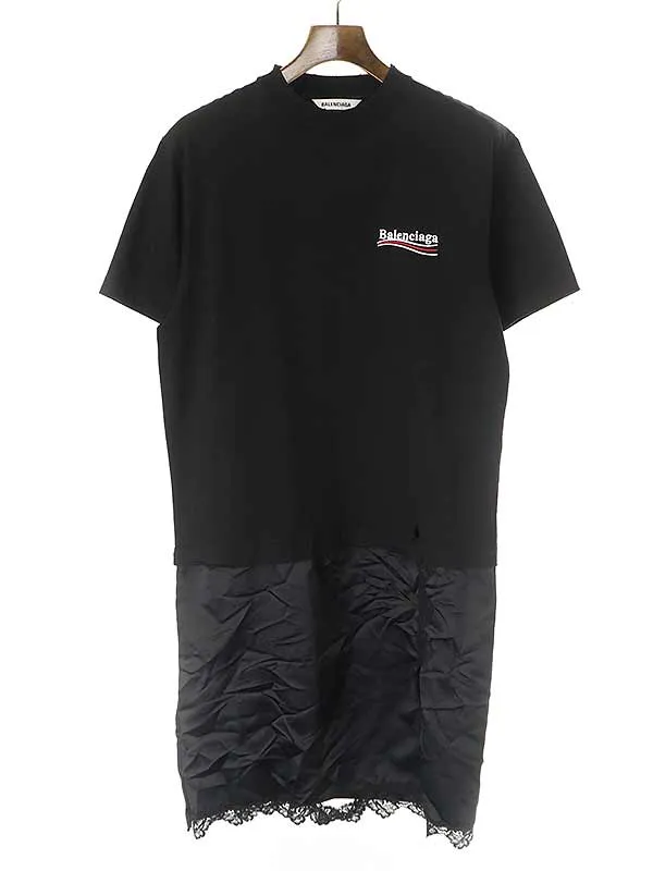 BALENCIAGA バレンシアガ 21AW キャンペーンロゴダメージネックドッキングワンピース