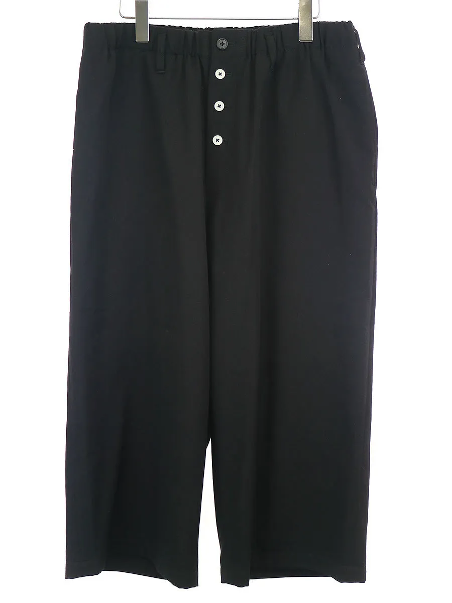 Yohji Yamamoto ヨウジヤマモト プール オム 19AW 白釦ウールギャバジンイージーワイドパンツ