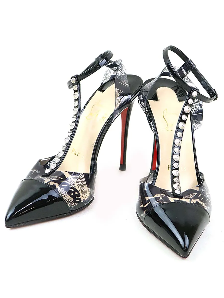 Christian Louboutin クリスチャンルブタン グラフィティスタッズストラップヒールサンダル