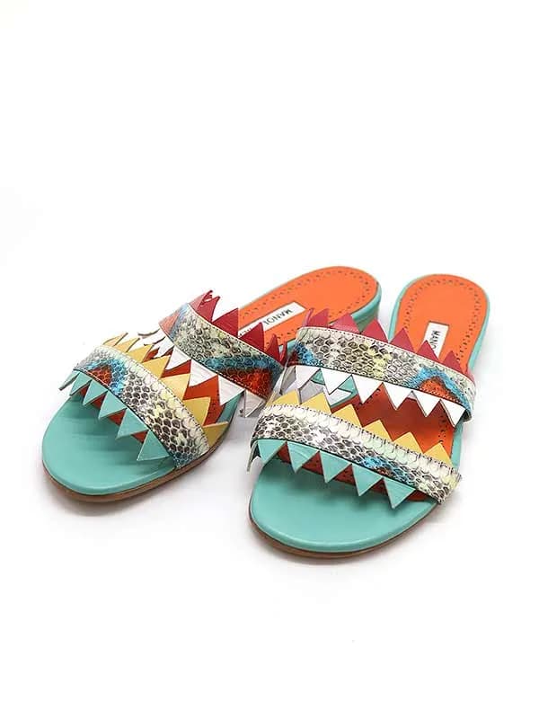 MANOLO BLAHNIK MANOLO BLAHNIK マノロブラニク Arpege Sharkbite Flat Slide Sandal フラットサンダル