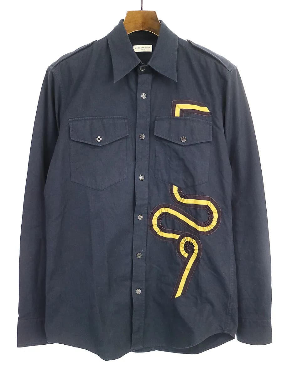 DRIES VAN NOTEN ドリスヴァンノッテン 16AW LOOK10 テープデザインミリタリー長袖シャツ