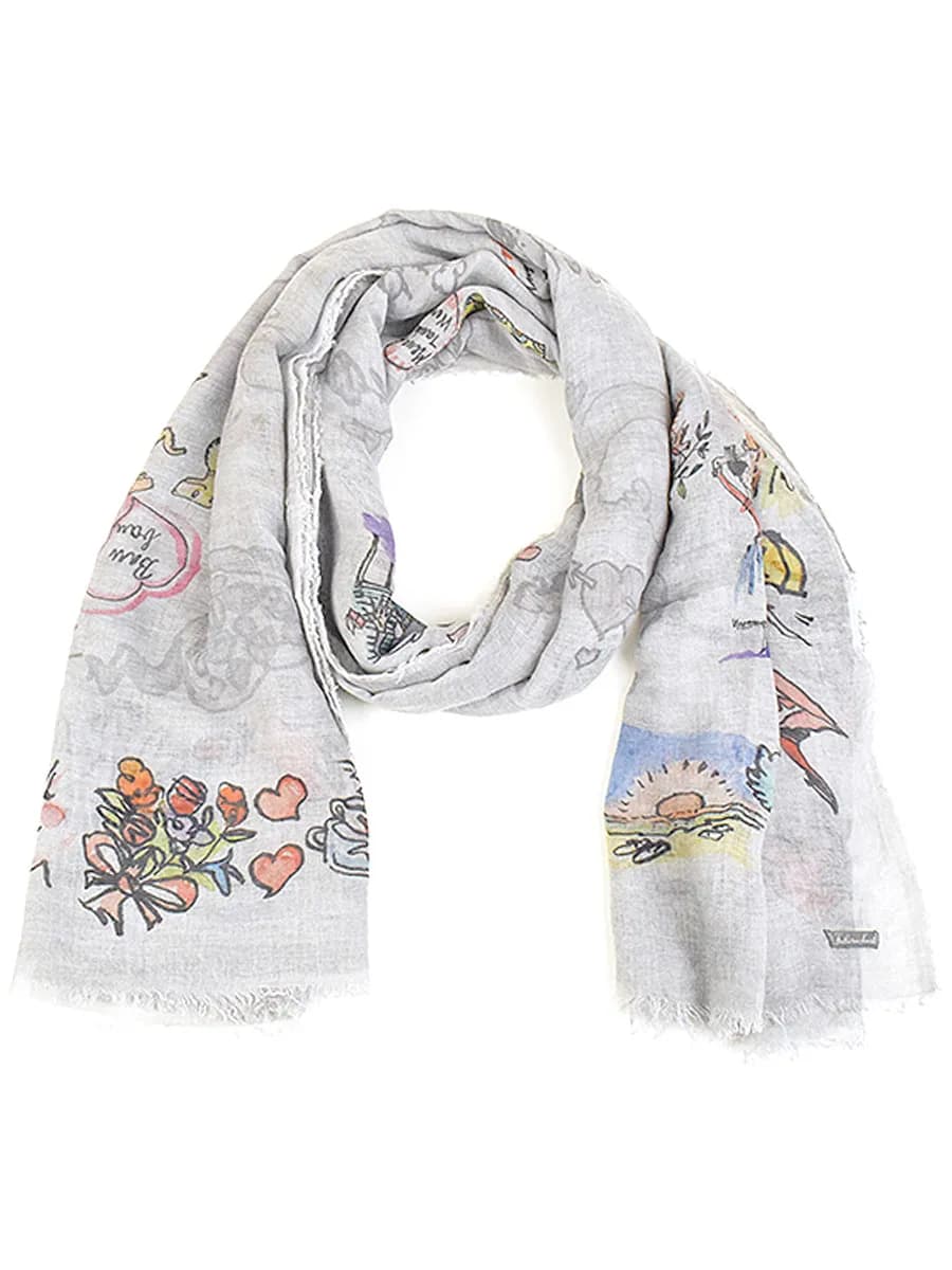 Faliero Sarti ファリエロサルティ 14AW NEW LOVE イラストプリントガーゼストール