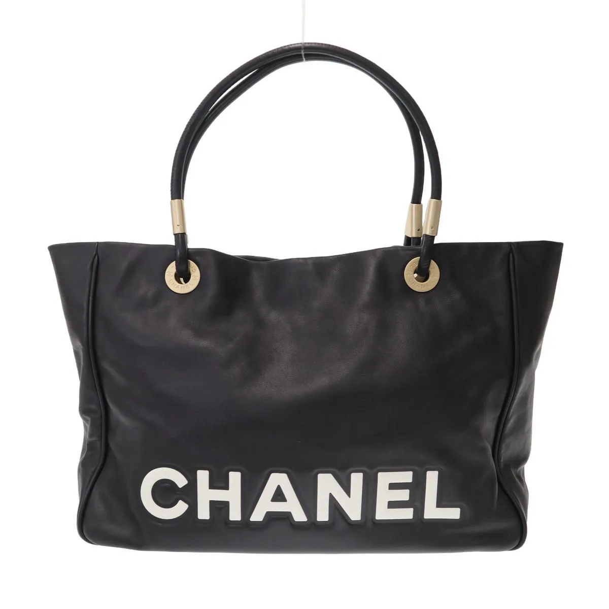 CHANEL シャネル カメリア ロゴ レザートートバッグ