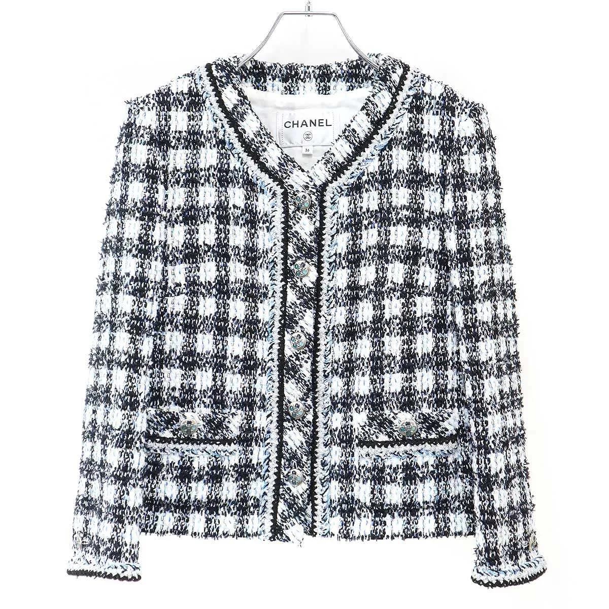 CHANEL シャネル 23AW ココマークボタン ノーカラーツイードジャケット P74461V66061