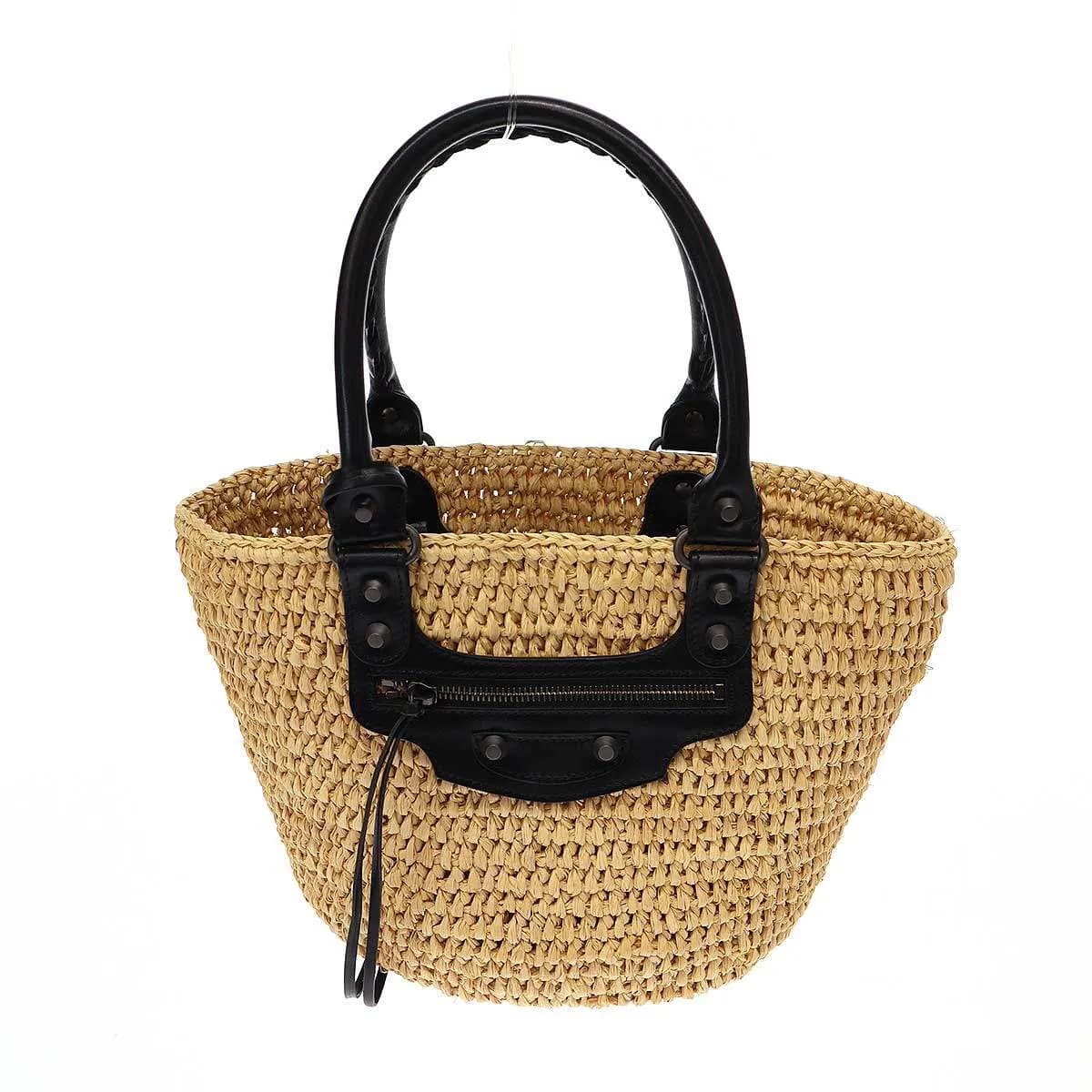 BALENCIAGA バレンシアガ パニエ XS ラフィアハンドバッグ 466498
