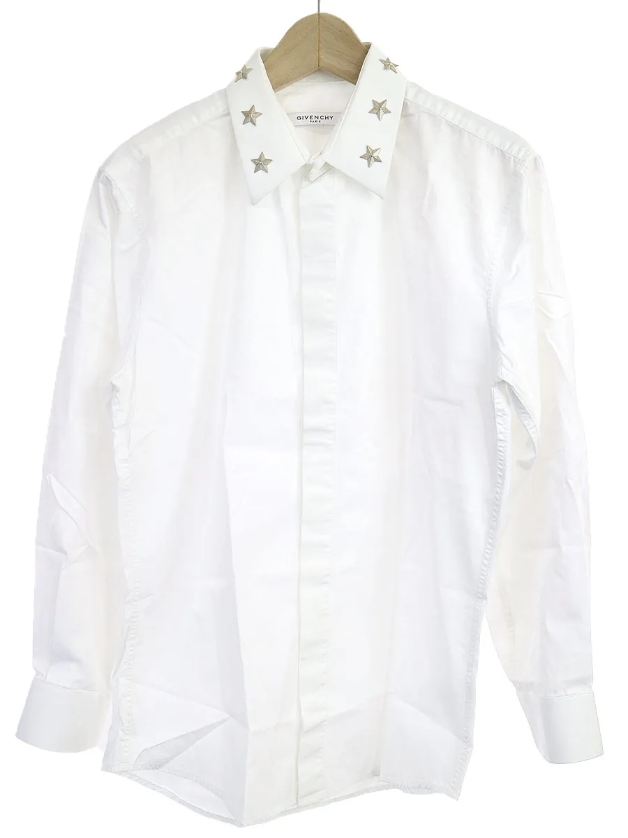 GIVENCHY ジバンシィ 17SS スタースタッズ装飾コットンブロードドレスシャツ