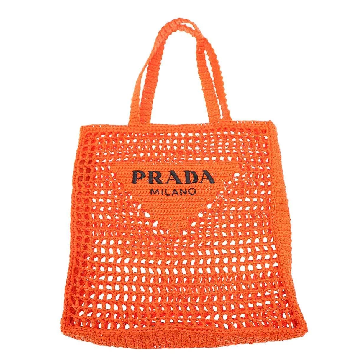 PRADA プラダ クロシェ ラフィアトートバッグ