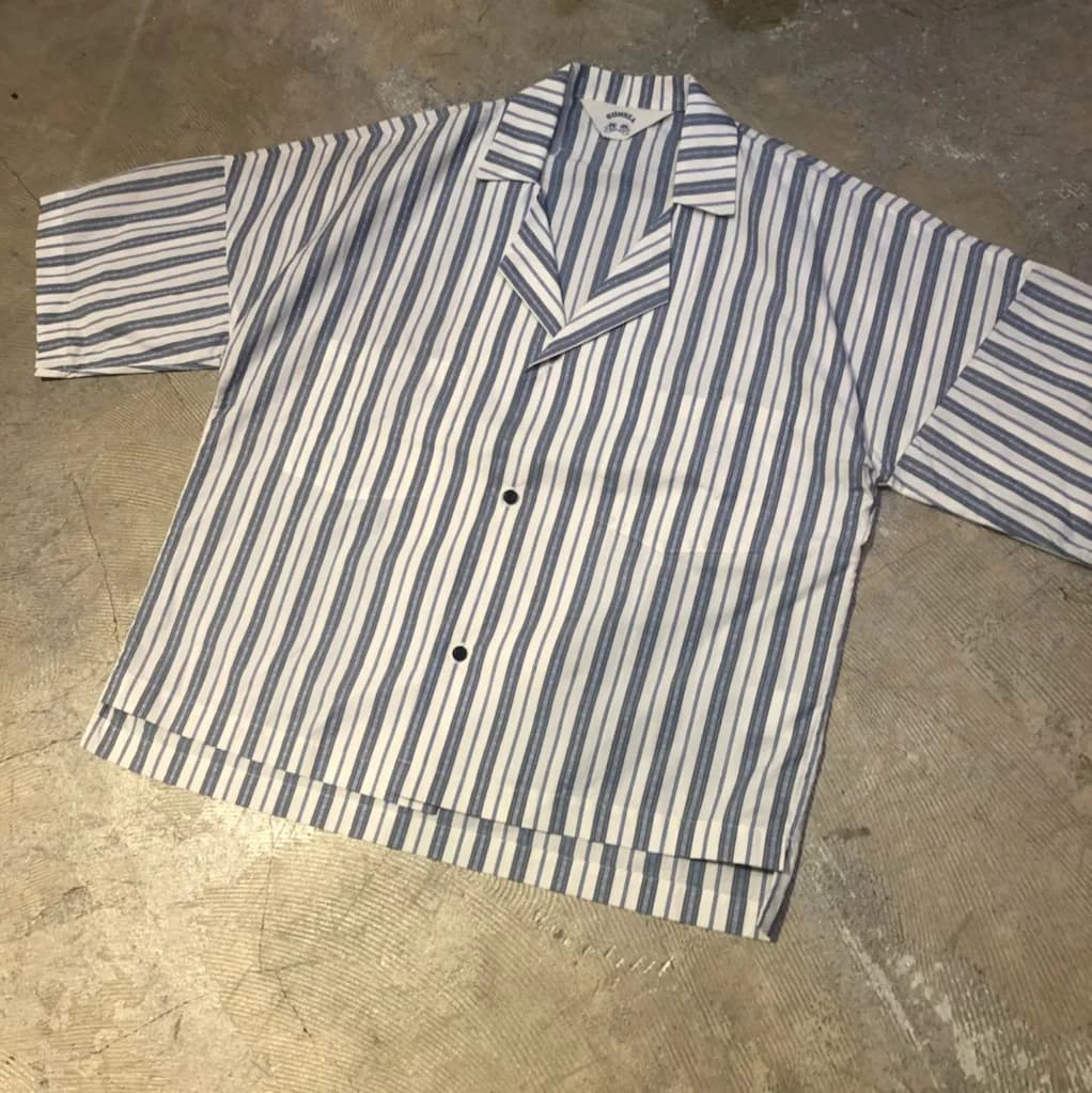 SUNSEA SUNSEA 18SS BLUE NOTE STRIPE FRIED SHRIMP SHIRT