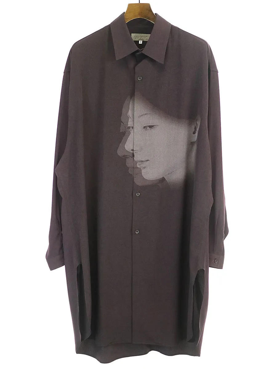 Yohji Yamamoto ヨウジヤマモトプールオム 20SS 内田すずめ サヨウナラバ プリントロングシャツ
