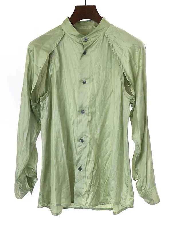ISSEY MIYAKE イッセイミヤケ 22AW LUSTER SHIRT スタンドカラー サテンシャツ