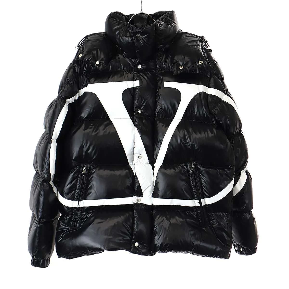 VALENTINO ヴァレンティノ×モンクレール 19AW ロゴプリントナイロンフーデッドダウンジャケット 0000048032