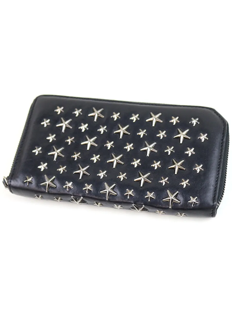 JIMMY CHOO ジミー チュウ CARNABY スタースタッズ ラウンドファスナーウォレット