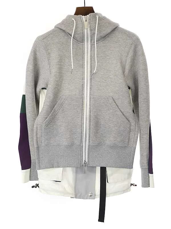 sacai サカイ 21AW Grosgrain×Sponge Sweat Hoodie グロランスポンジパーカー