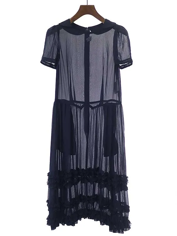 COMME des GARCONS コムデギャルソンコムデギャルソン 15SS ポリエステルフリル ドレスワンピース