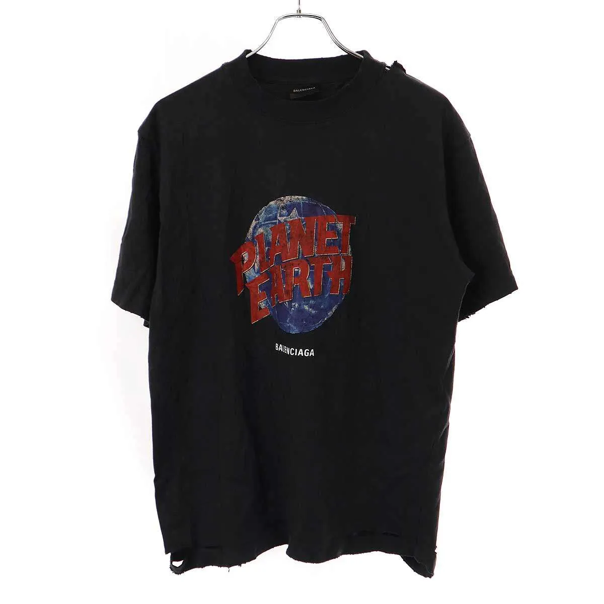 BALENCIAGA バレンシアガ 24AW Planet Earth T-Shirt プラネットアース ダメージ加工Tシャツ 808003 TRVC9