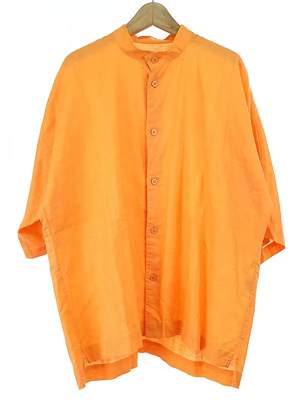 ISSEY MIYAKE オムプリッセ イッセイミヤケ 21SS コットンリネンスタンドカラーシャツ