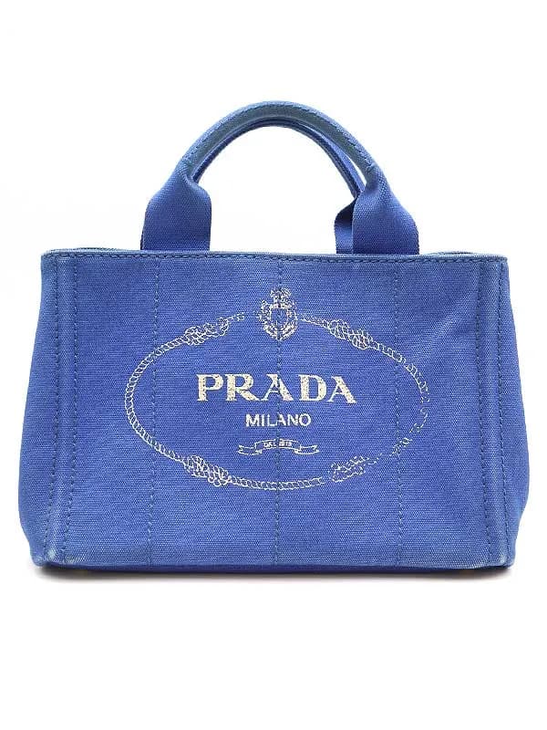 PRADA プラダ CANAPA ロゴプリントキャンバスハンドバッグ