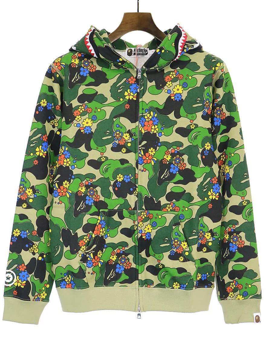 A BATHING APE ア ベイシング エイプ ABC CAMO FLOWER SHARK FULL ZIP HOODIE フラワー迷彩シャークパーカー