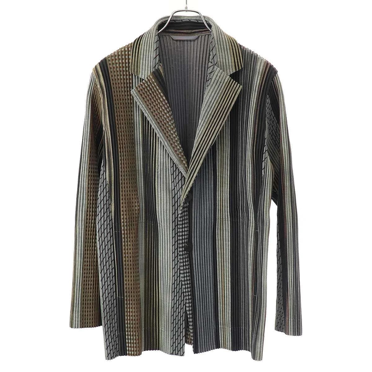 ISSEY MIYAKE オム プリッセ イッセイ ミヤケ 21AW WOVEN STRUCTURE マルチパターンプリ―ツテーラードジャケッ HP13JD180