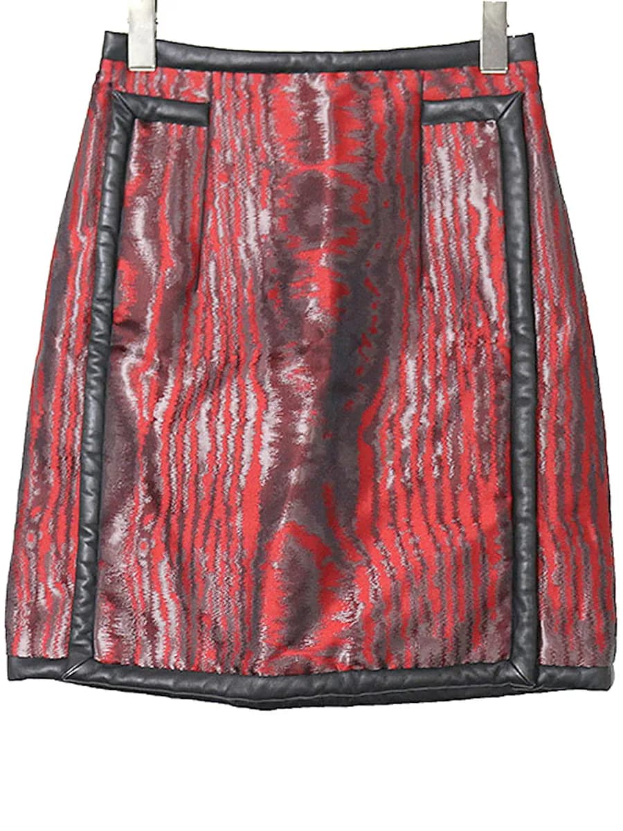 CHRISTOPHER KANE クリストファーケイン シルク混レザートリミング総柄スカート