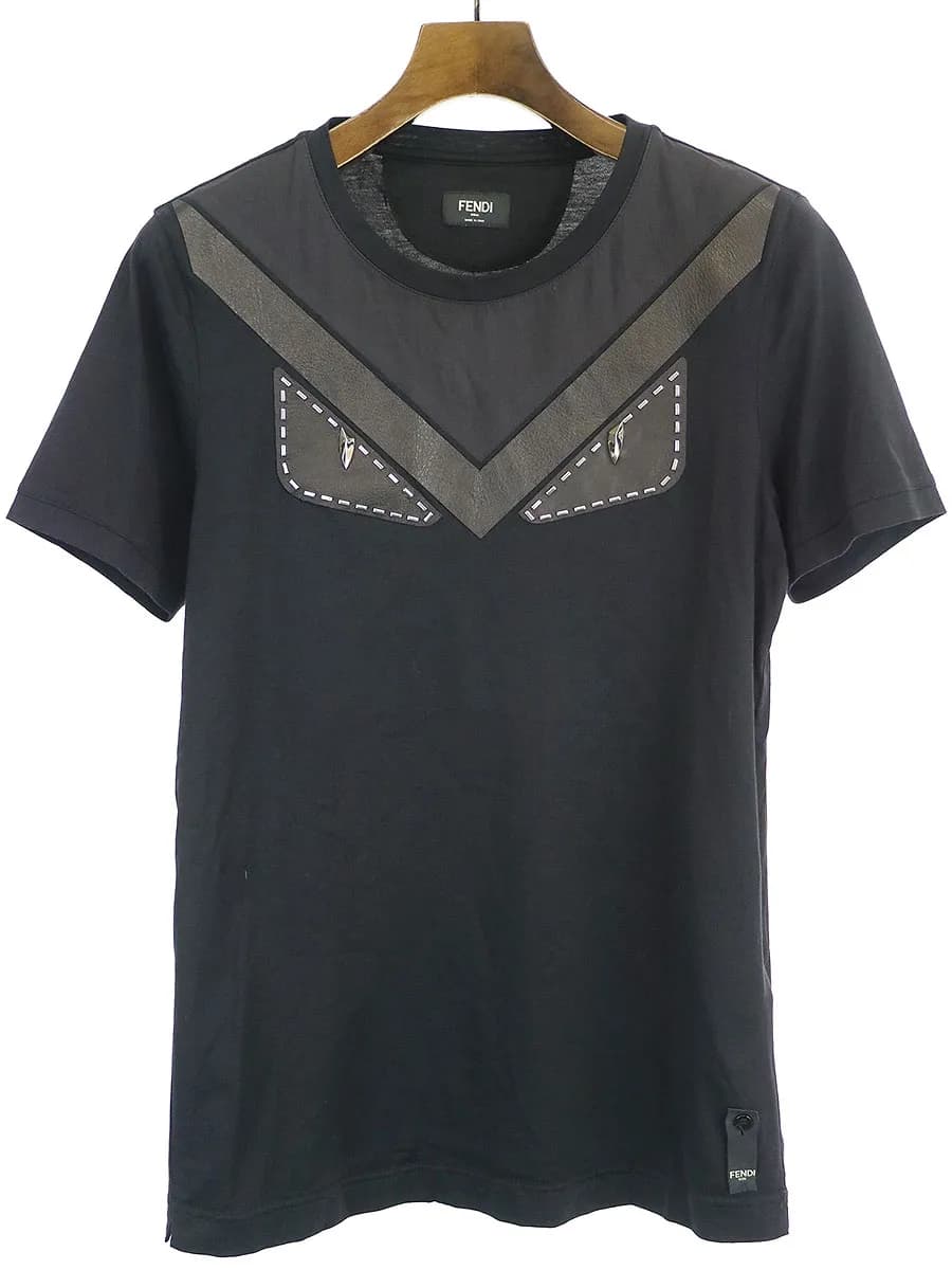 FENDI フェンディ レザー切替モンスタースタッズTシャツ