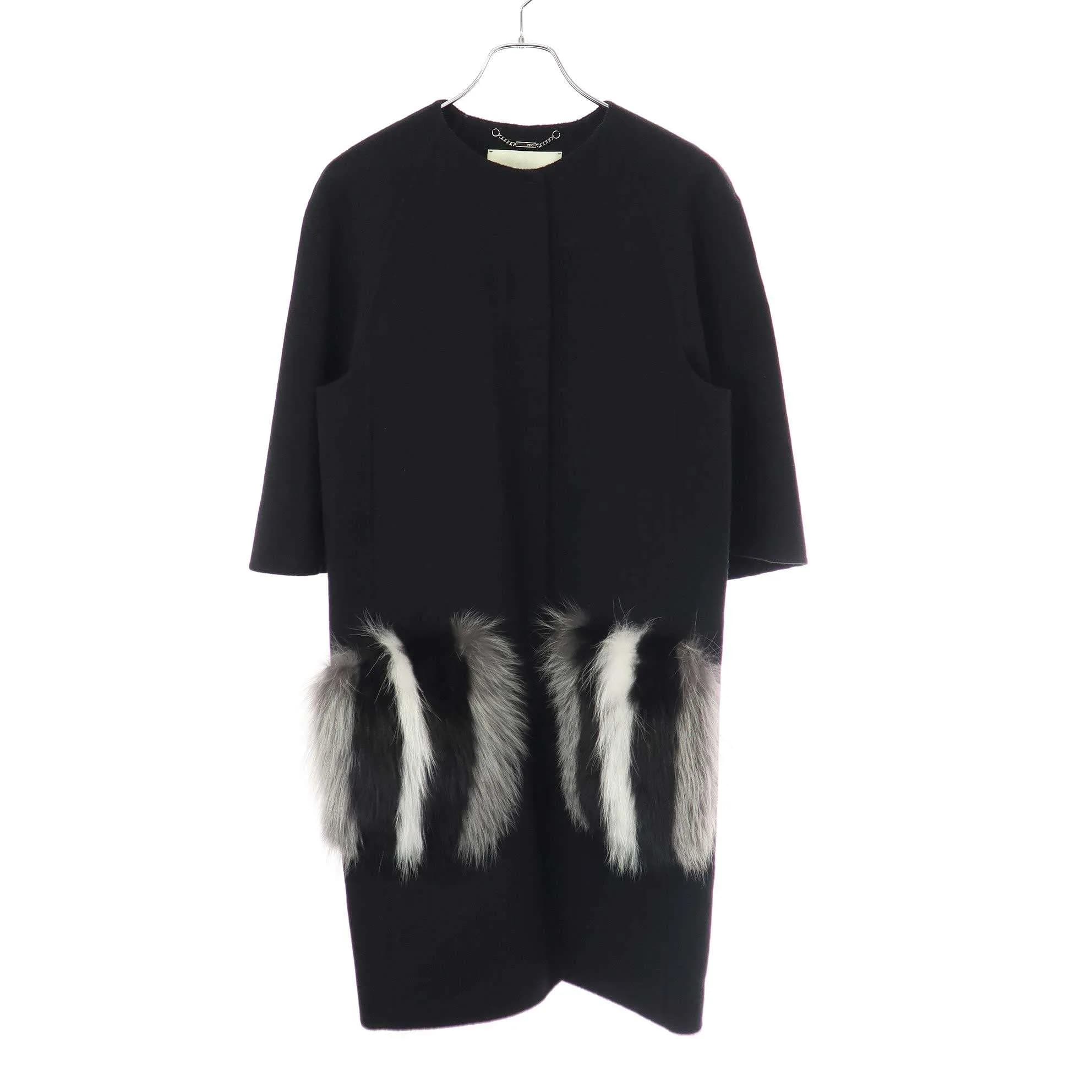 FENDI フェンディ 15AW フォックスファー ウールケープコート