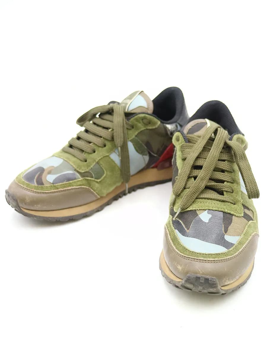 VALENTINO ヴァレンティノ スタッズ装飾マルチカラースウェードスニーカー