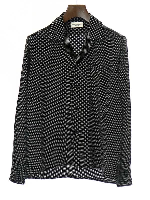 SAINT LAURENT サンローラン パリ 17SS オープンカラーシルクドットシャツ