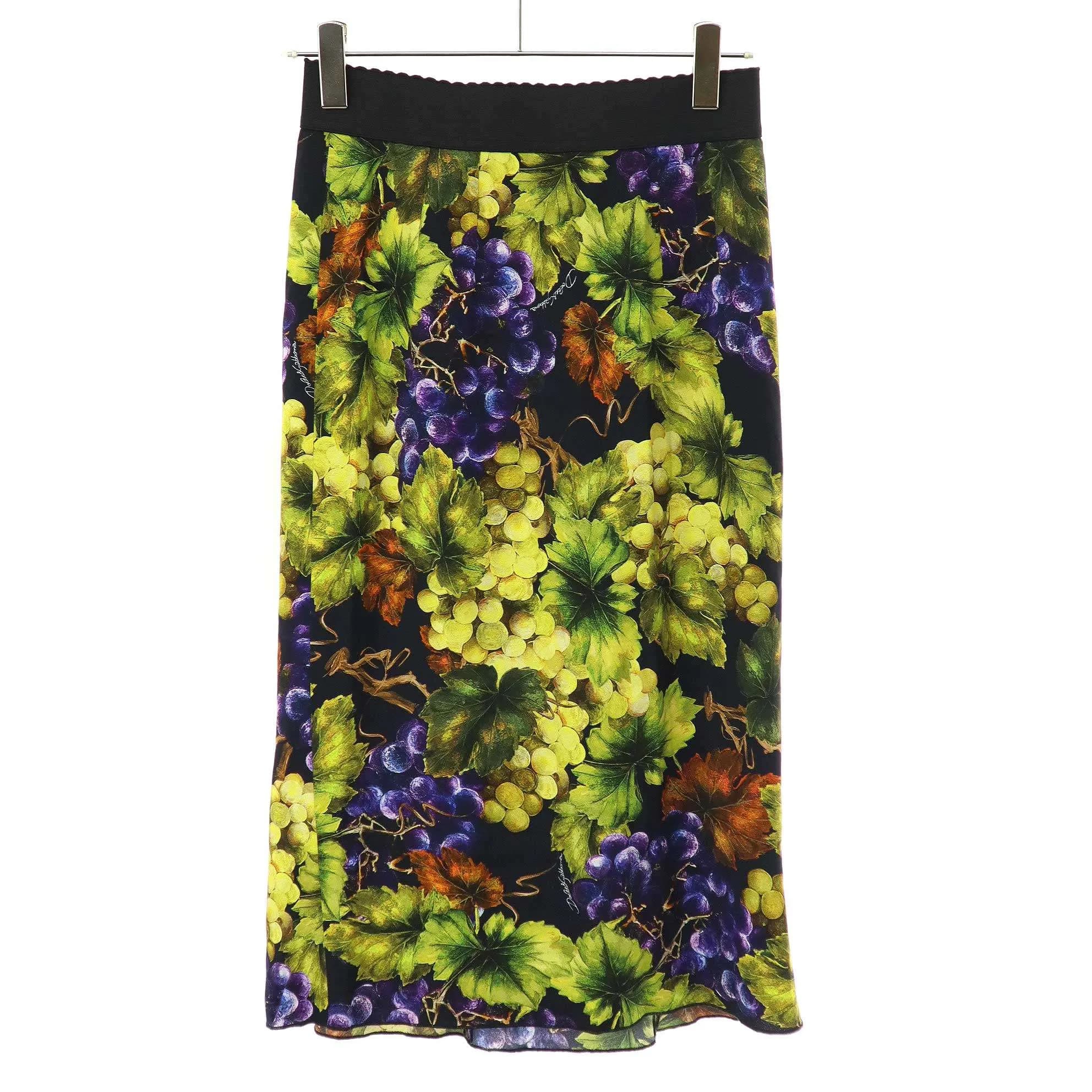 DOLCE&GABBANA ドルチェ&ガッバーナ グレーププリントレーヨンスカート
