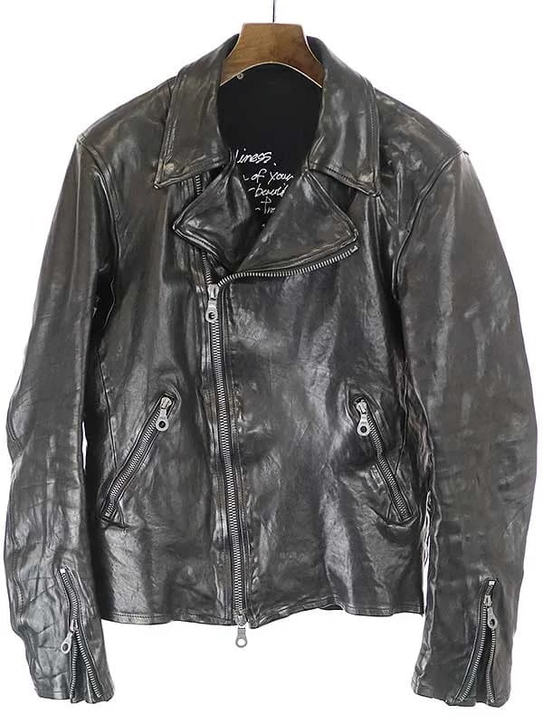ISAMU KATAYAMA BACKLASH イサムカタヤマ バックラッシュ 1254-02 イタリアンショルダー製品染めダブルライダースジャケット