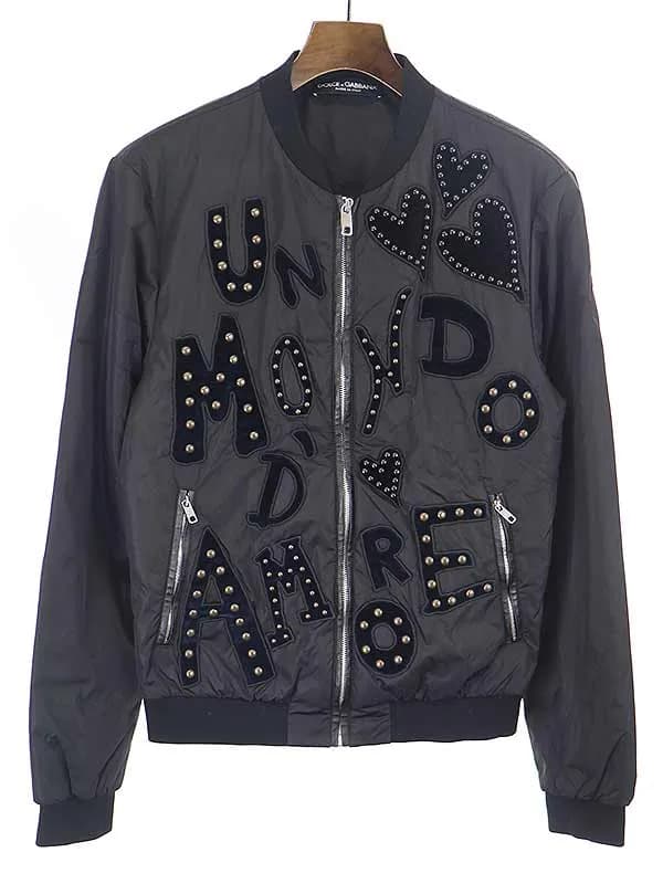 DOLCE&GABBANA ドルチェ&ガッバーナ 16AW ワッペンスタッズナイロンボンバージャケット